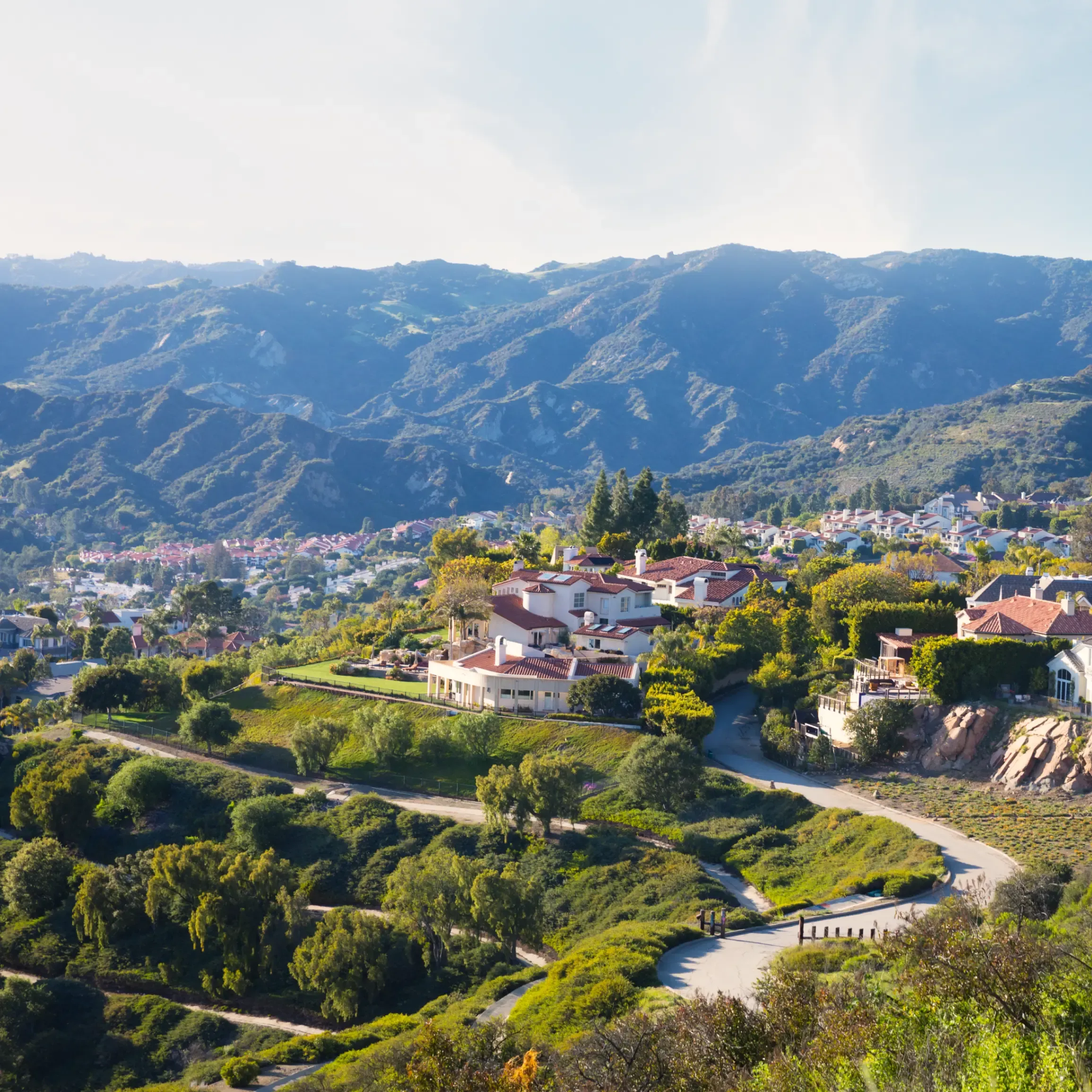 Pacific palisades, with the Santa Monica Mountains, in California. 