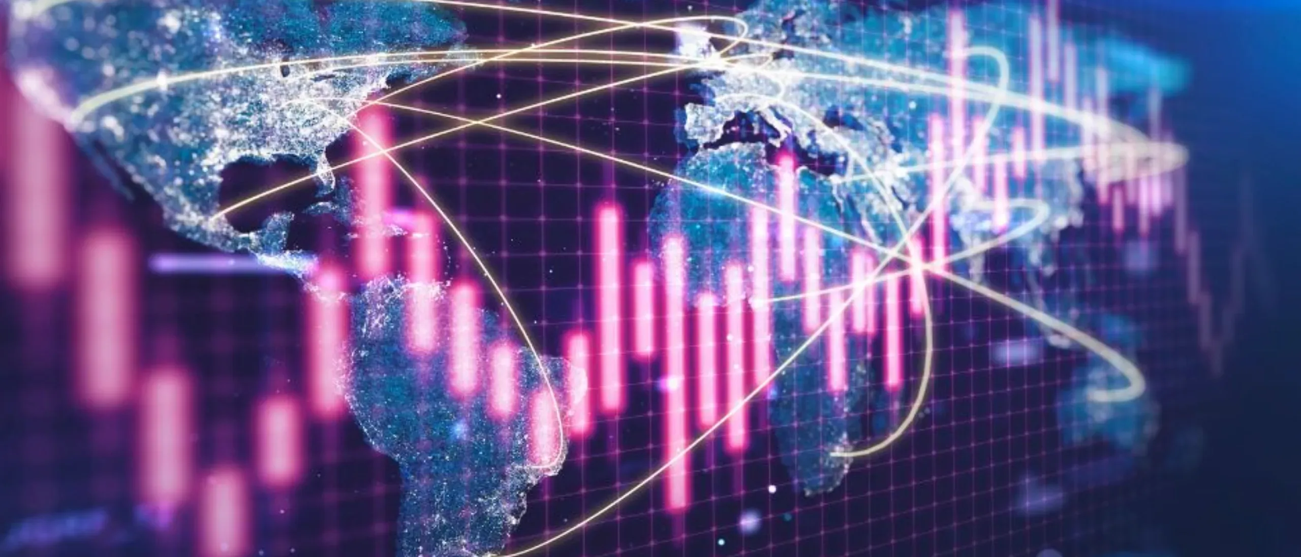 Dynamic illustration of data over a global map. 