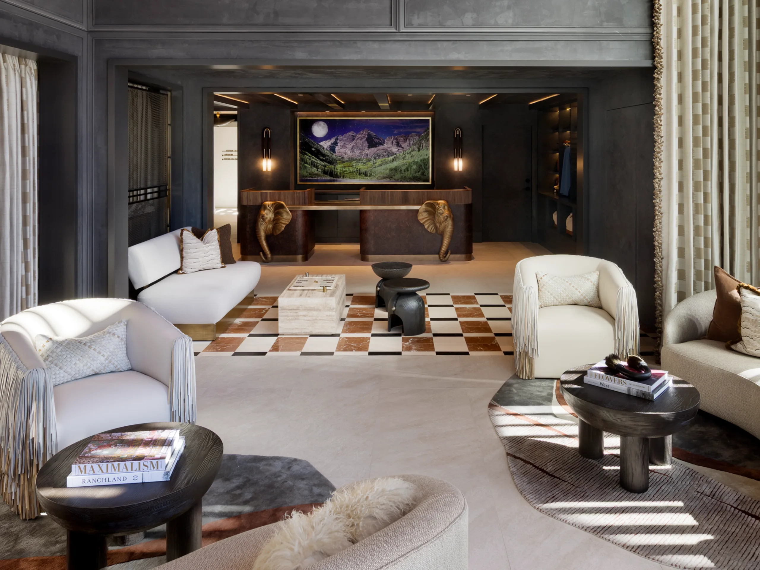 Modern, stylish interiors of White Elephant in Aspen