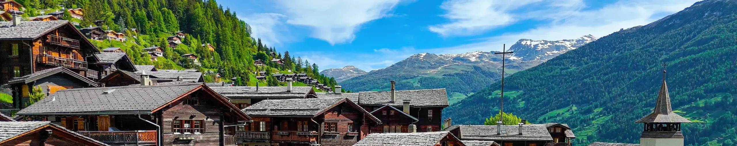 Traditional wooden chalets in Grimentz, Switzerland. 