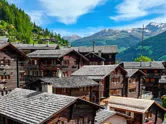 Traditional wooden chalets in Grimentz, Switzerland. 