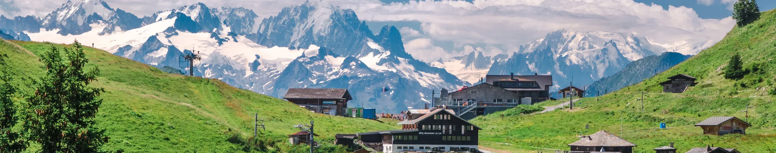 Alps and chalet homes in Villars. 