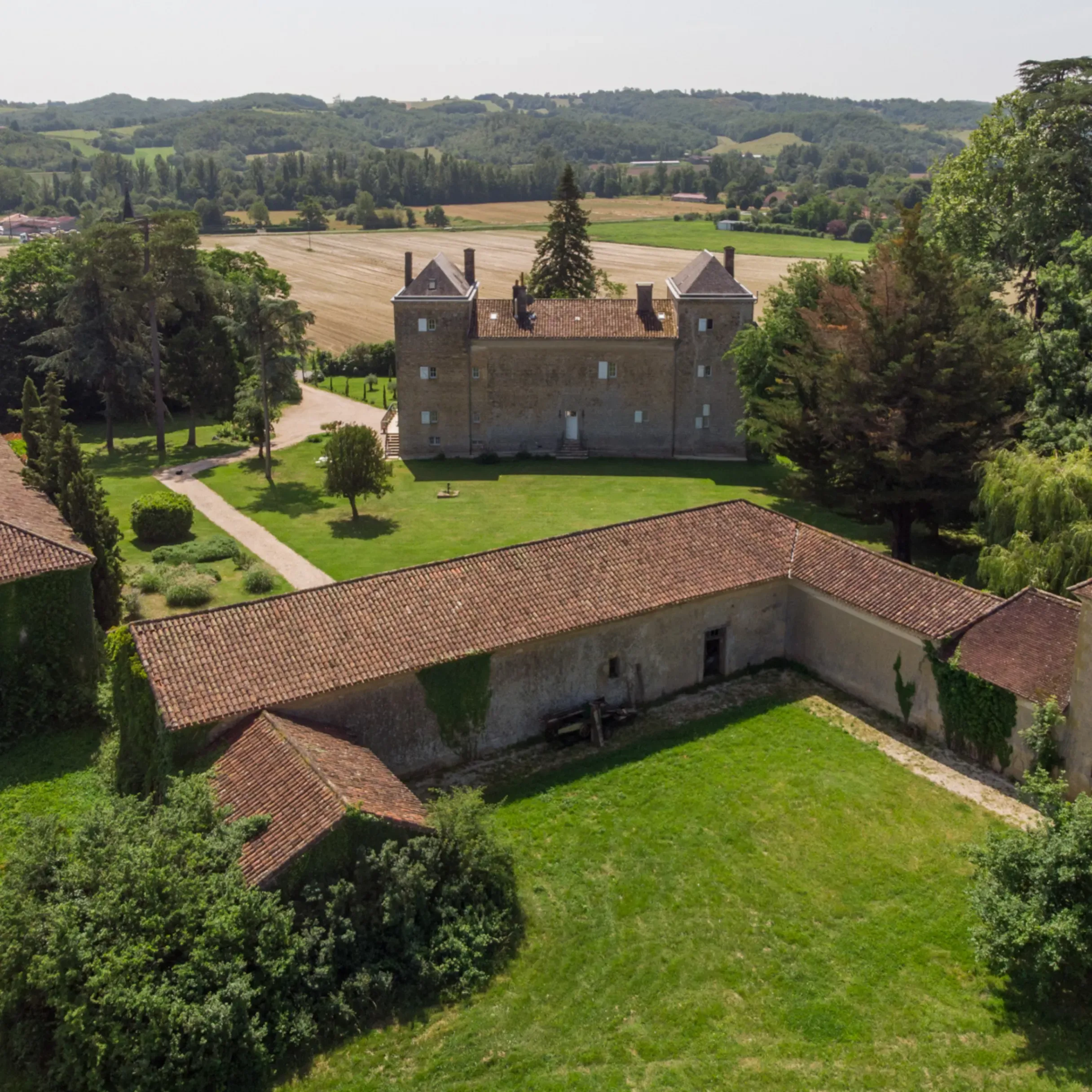 Aerial of Chateau Labarthe, France