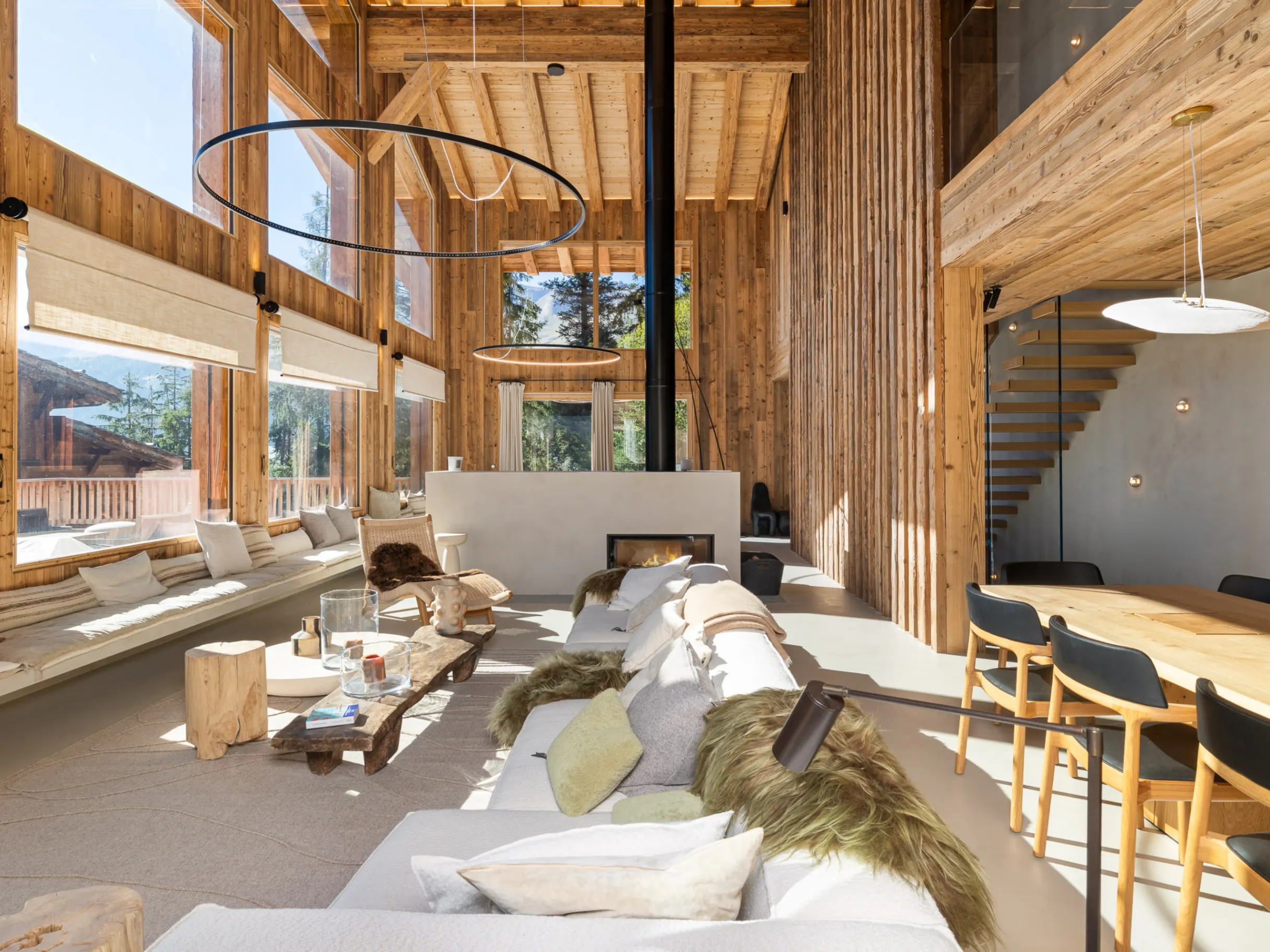 Light-filled, sleek interiors of chalet in Crans-Montana